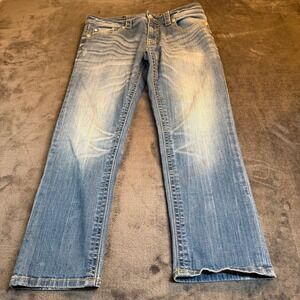 Miss Me Jeans Womesn Size 28 JB5547P2 Boyfriend Capri Blue Denim Embellished